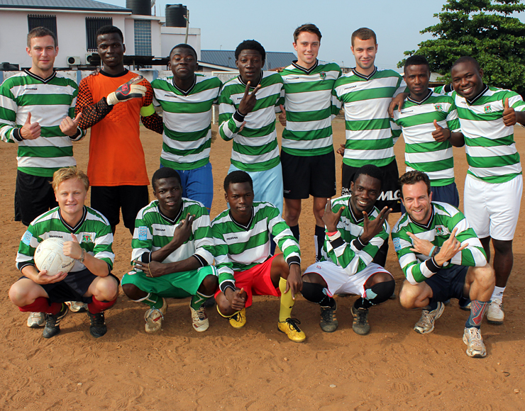 Football team in green and white in Ghana